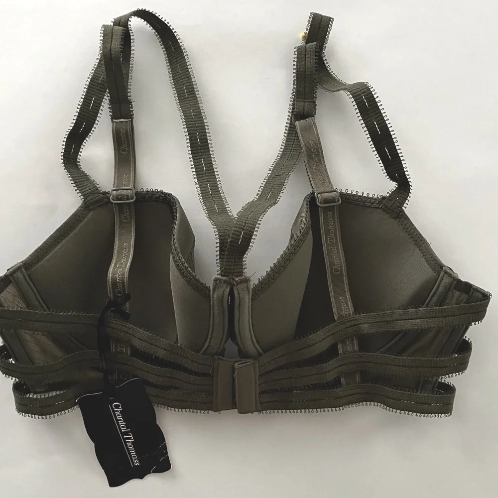 NWT - Chantal Thomas - Army Green Underwire Balconette Bra - 85D Fr / 32D US - Picture 7 of 7